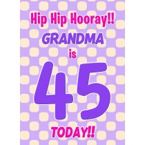 Grandma 45th Birthday Card (Purple Spots)