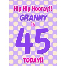 Granny 45th Birthday Card (Purple Spots)