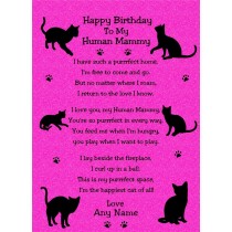 Personalised from The Cat Verse Poem Birthday Card (Cerise, Human Mammy)