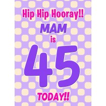 Mam 45th Birthday Card (Purple Spots)