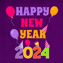 Happy New Year 2024 Card (Purple)