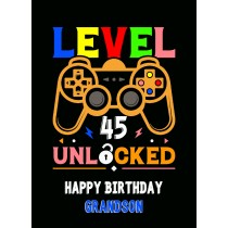 Grandson 45th Birthday Card (Gamer, Design 4)
