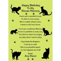 Personalised from The Cat Verse Poem Birthday Card (Lime, Human Mammy)