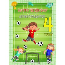Kids 4th Birthday Football Card for Granddaughter