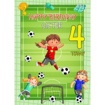 Kids 4th Birthday Football Card for Sister