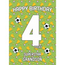 4th Birthday Football Card for Grandson