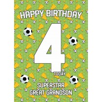 4th Birthday Football Card for Great Grandson