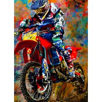 Motocross Colourful Art Blank Greeting Card