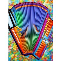 Accordion Instrument Colourful Art Blank Greeting Card