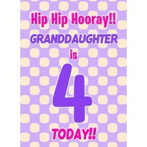 Granddaughter 4th Birthday Card (Purple Spots)