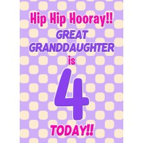 Great Granddaughter 4th Birthday Card (Purple Spots)