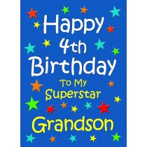 Grandson 4th Birthday Card (Blue)