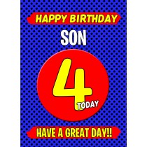 Son 4th Birthday Card (Blue)