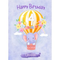 Kids 4th Birthday Card for Cousin (Elephant)