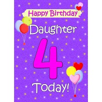 Daughter 4th Birthday Card (Lilac)