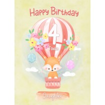 Kids 4th Birthday Card for Daughter (Fox)