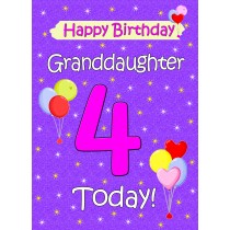 Granddaughter 4th Birthday Card (Lilac)