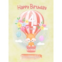 Kids 4th Birthday Card for Granddaughter (Fox)