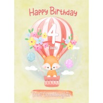 Kids 4th Birthday Card for Great Granddaughter (Fox)