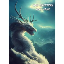 Personalised Fantasy Dragon Birthday Card (Blue)