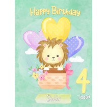 Kids 4th Birthday Card for Sister (Lion)