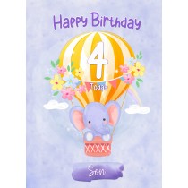 Kids 4th Birthday Card for Son (Elephant)
