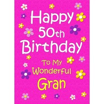 Gran 50th Birthday Card (Pink)