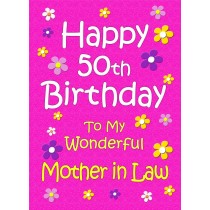 Mother in Law 50th Birthday Card (Pink)