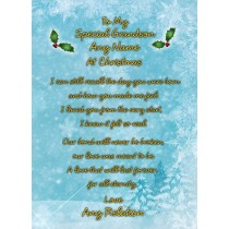 Personalised 'My Special Grandson' Verse Poem Christmas Card (Blue)