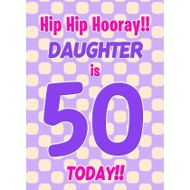 Daughter 50th Birthday Card (Purple Spots)