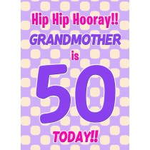 Grandmother 50th Birthday Card (Purple Spots)