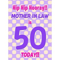 Mother in Law 50th Birthday Card (Purple Spots)