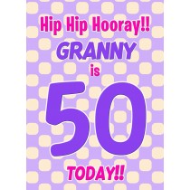 Granny 50th Birthday Card (Purple Spots)