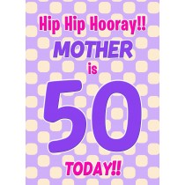Mother 50th Birthday Card (Purple Spots)