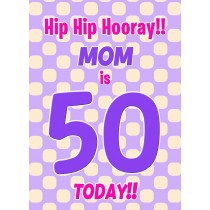 Mom 50th Birthday Card (Purple Spots)