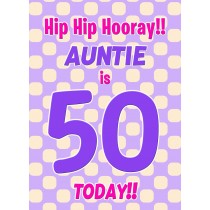 Auntie 50th Birthday Card (Purple Spots)