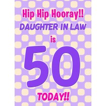 Daughter in Law 50th Birthday Card (Purple Spots)