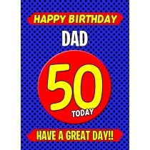 Dad 50th Birthday Card (Blue)