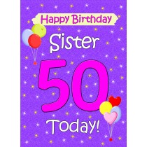 Sister 50th Birthday Card (Lilac)