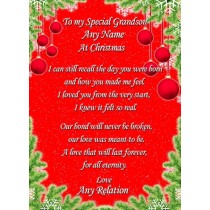 Personalised 'My Special Grandson' Verse Poem Christmas Card (Red)