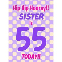 Sister 55th Birthday Card (Purple Spots)