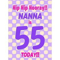 Nanna 55th Birthday Card (Purple Spots)