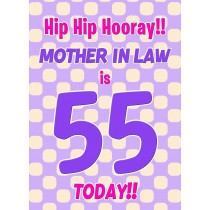 Mother in Law 55th Birthday Card (Purple Spots)