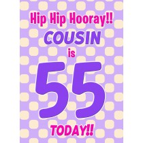 Cousin 55th Birthday Card (Purple Spots)