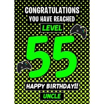 Uncle 55th Birthday Card (Level Up Gamer)
