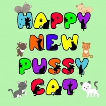 Happy New Pet Cat Card