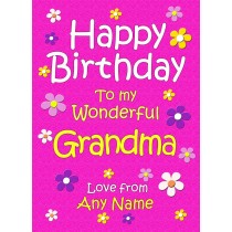 Personalised Grandma Birthday Card (Cerise)