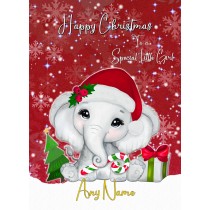 Personalised Christmas Card (Red Elephant)