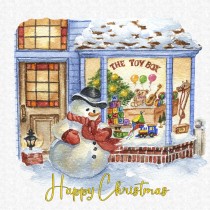 Happy Christmas Square Card (Snowman Window)