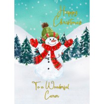 Christmas Card For Carer (Snowman)